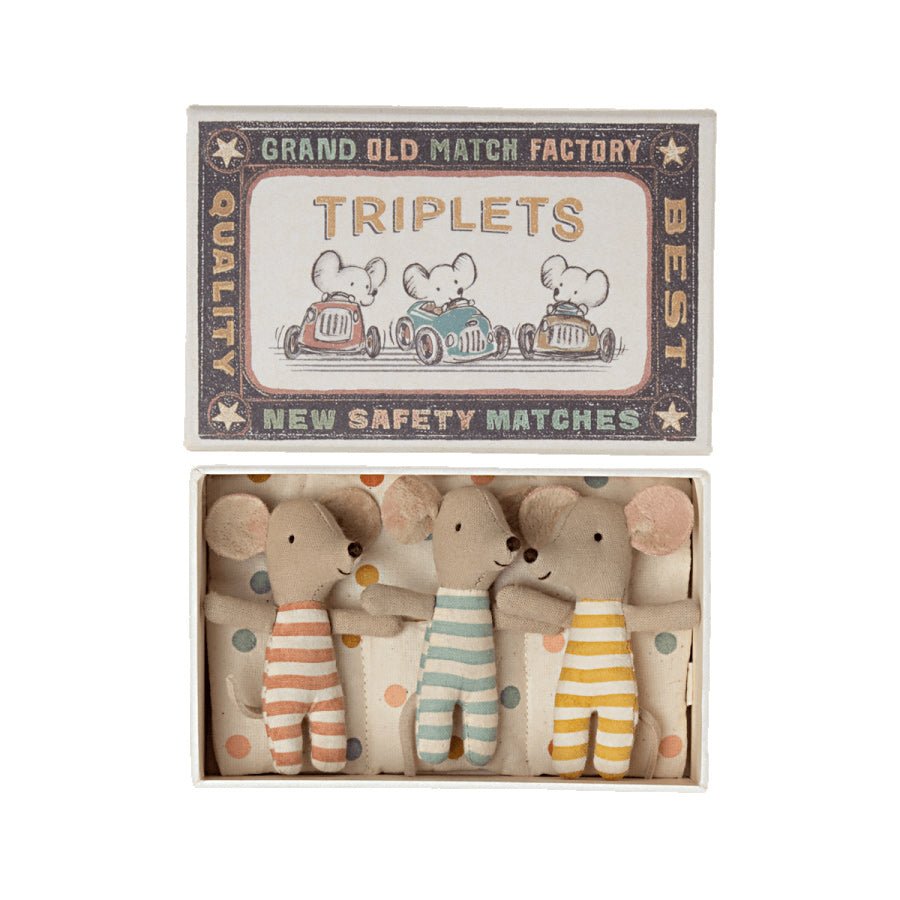 Maileg Baby Mice Triplets in Matchbox - I Want That Present