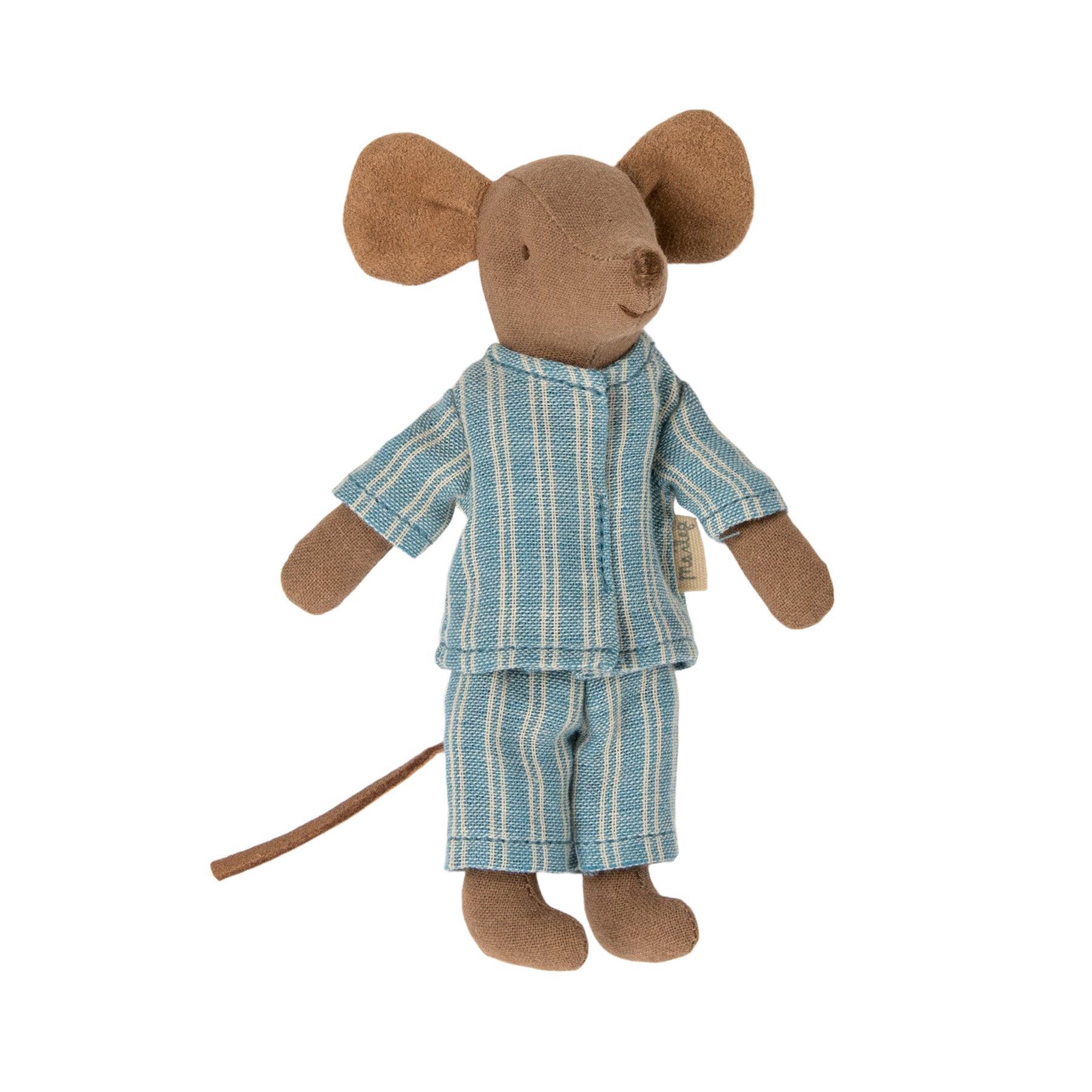 maileg big brother mouse made with dark linen dressed in Pyjamas 