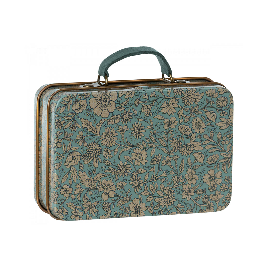Maileg Small Metal Suitcase, Blossom - Blue