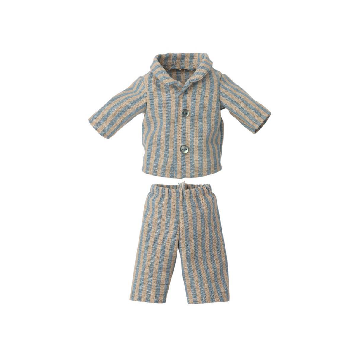Maileg Teddy Junior Clothes, Blue Pyjamas - I Want That Present