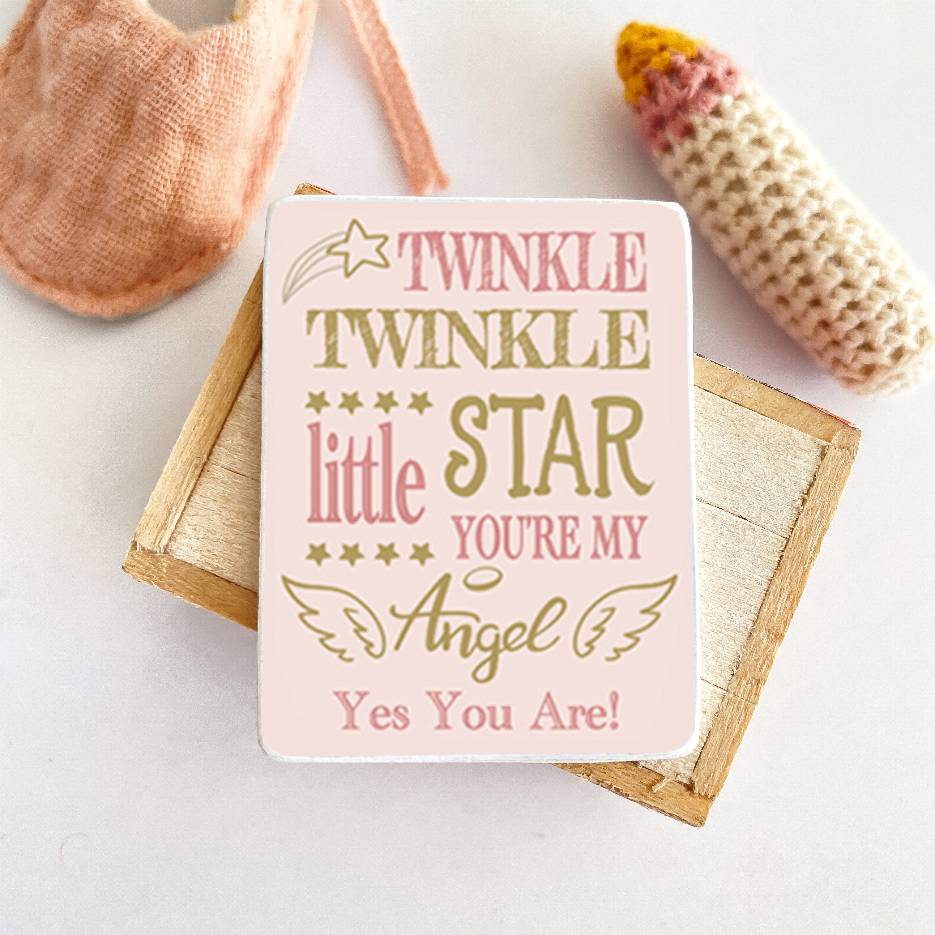 Miniature Dolls House Sign, Twinkle Twinkle Little Star - Pink & Gold