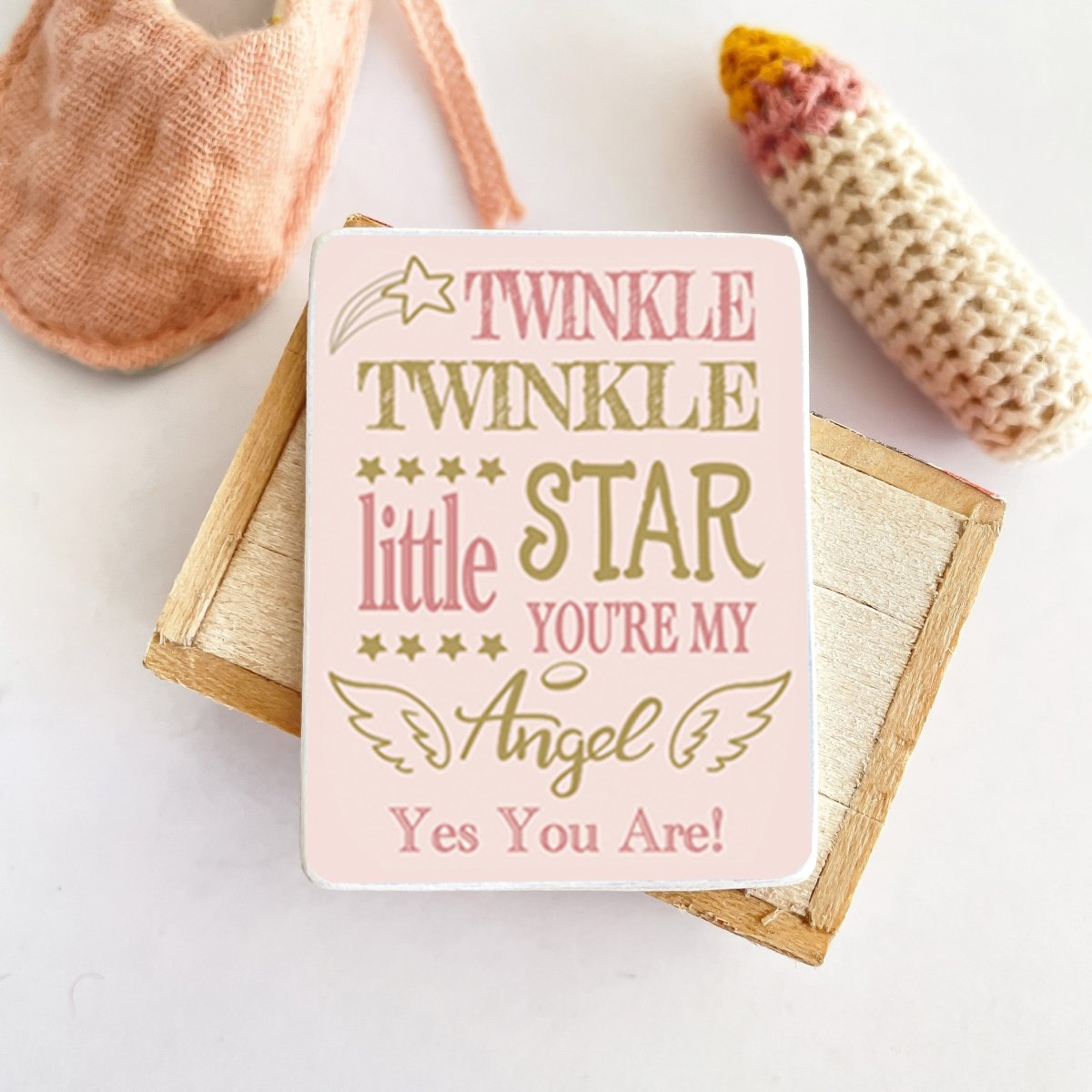 Miniature Dolls House Sign, Twinkle Twinkle Little Star - Pink & Gold - I Want That Present