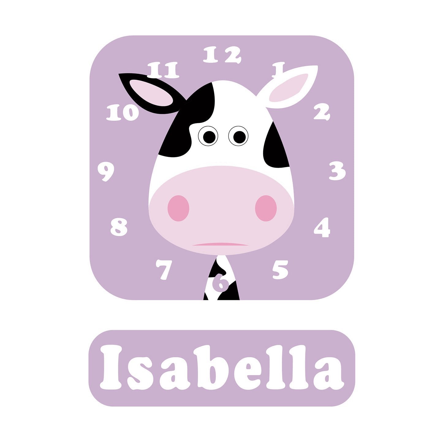 Stripey Cats Connie Cow Personalised Clock
