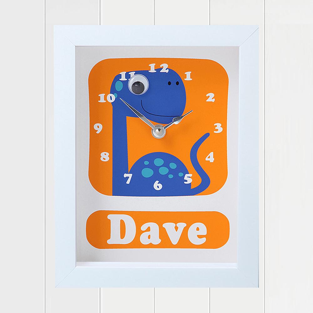 Stripey Cats Dino Dave Personalised Clock