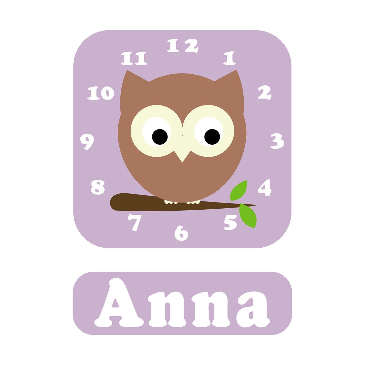Stripey Cats Osbert Owl Personalised Clock