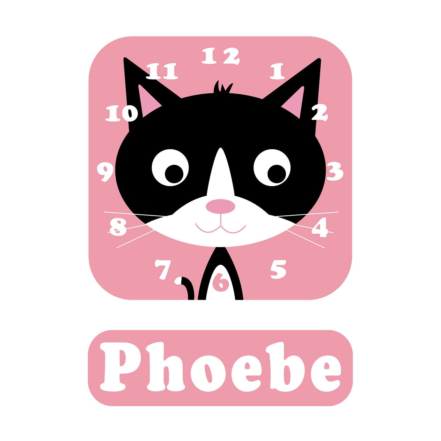 Stripey Cats Phoebe Kitten Personalised Clock