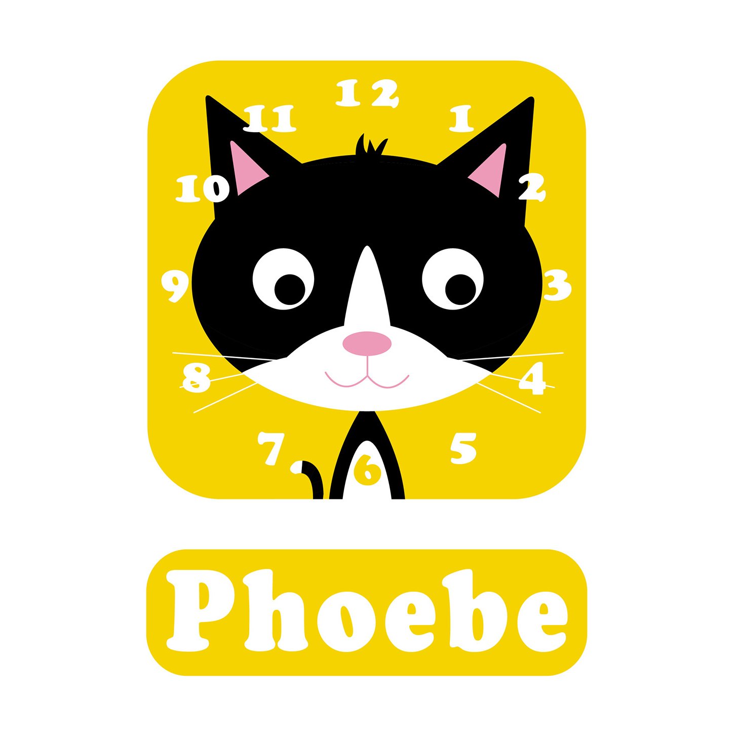 Stripey Cats Phoebe Kitten Personalised Clock
