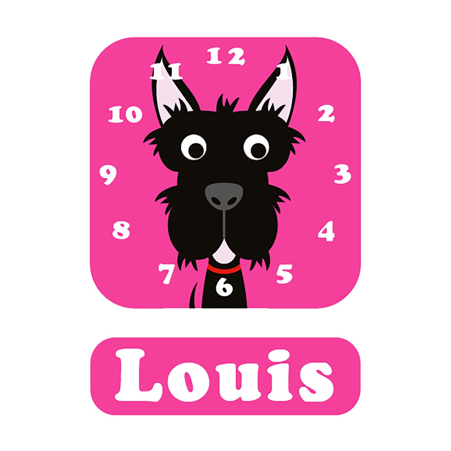 Stripey Cats Scotty Dog Personalised Clock