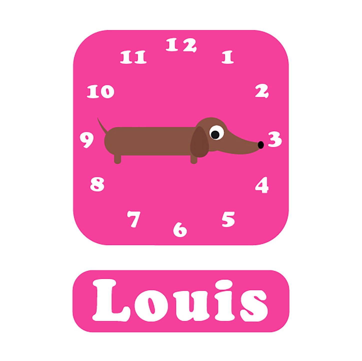 Stripey Cats Sol Sausage Dog Personalised Clock