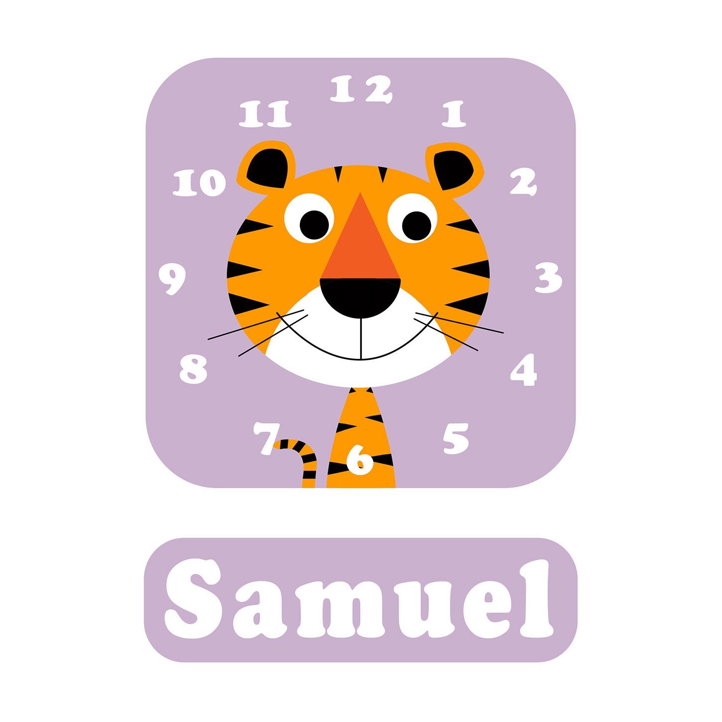 Stripey Cats Terrance Tiger Personalised Clock