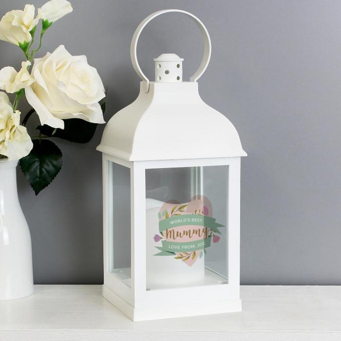 Personalised Floral Mother's Day White Lantern