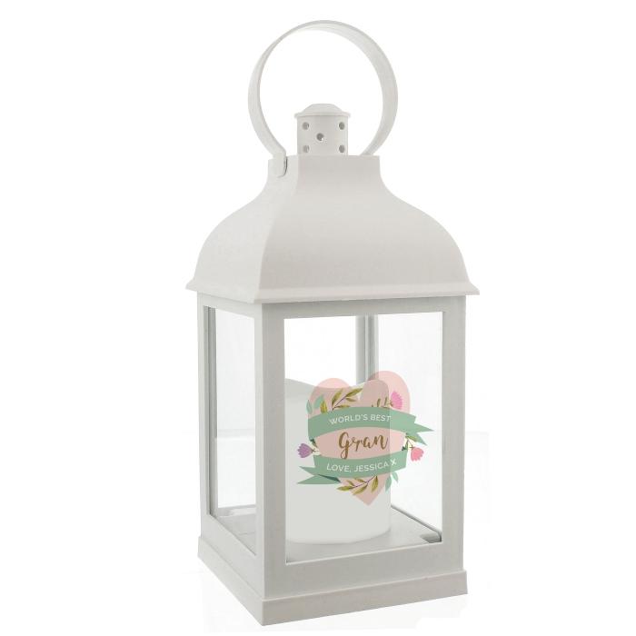 Personalised Floral Mother's Day White Lantern