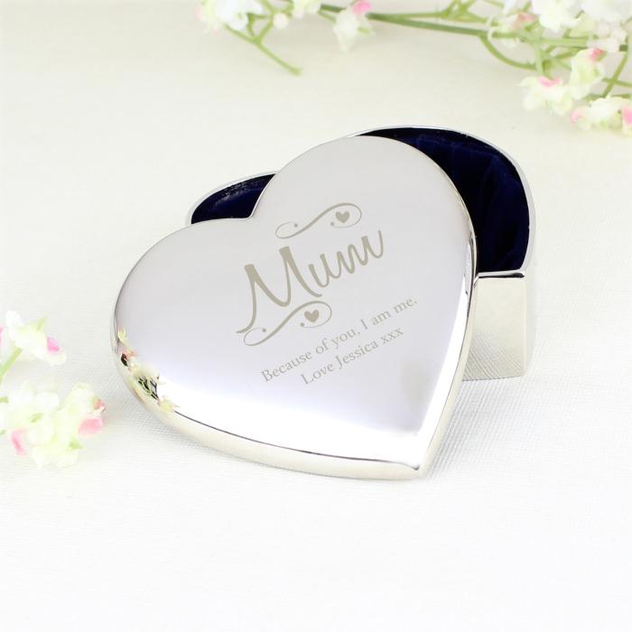 Personalised Mum Swirls and Hearts Trinket Box