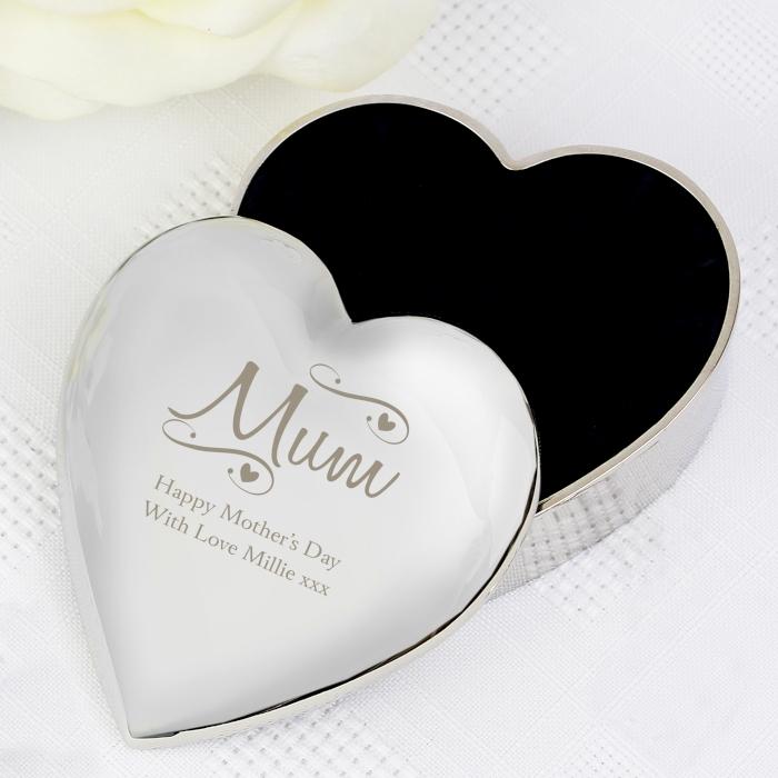 Personalised Mum Swirls and Hearts Trinket Box