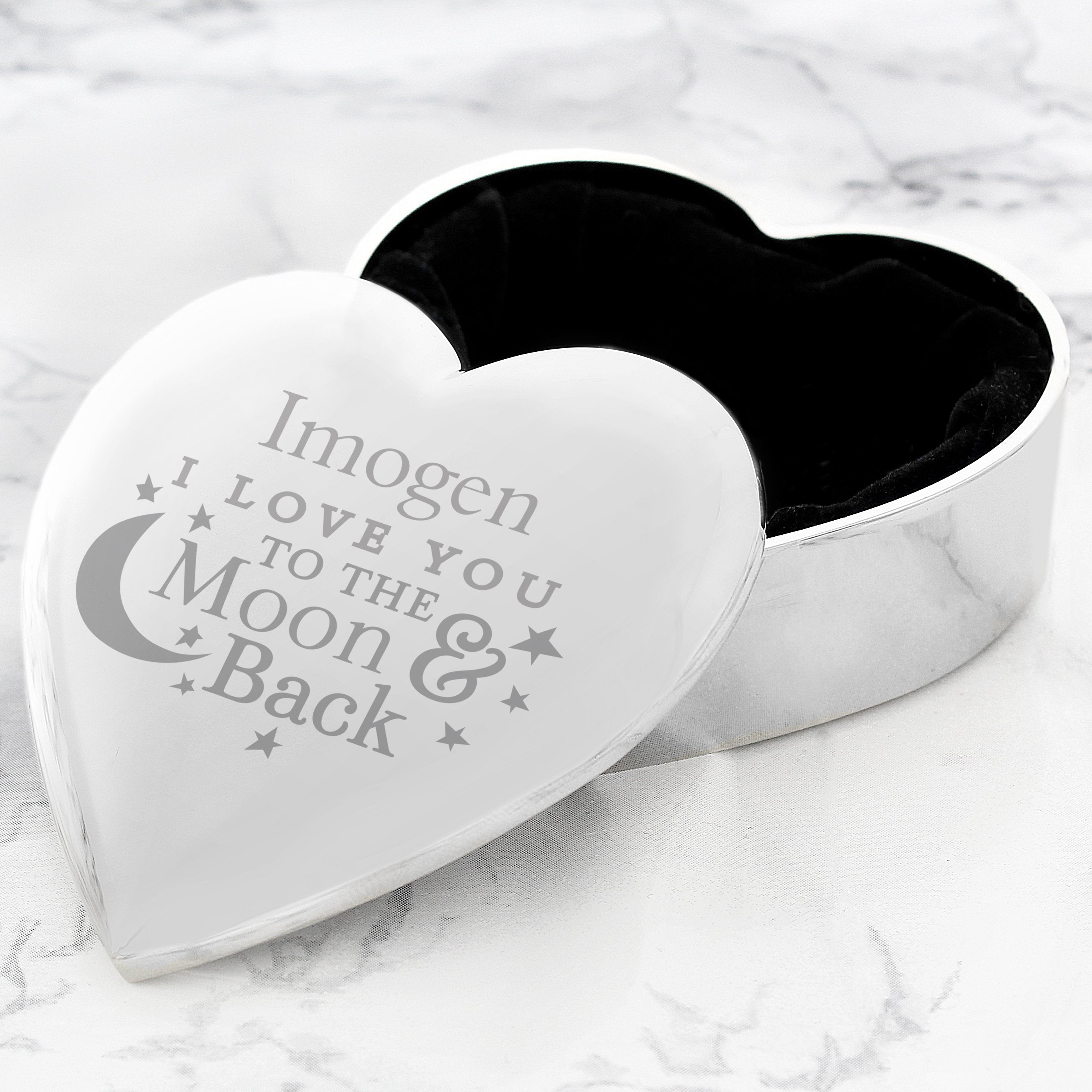 Personalised To the Moon and Back... Heart Trinket Box