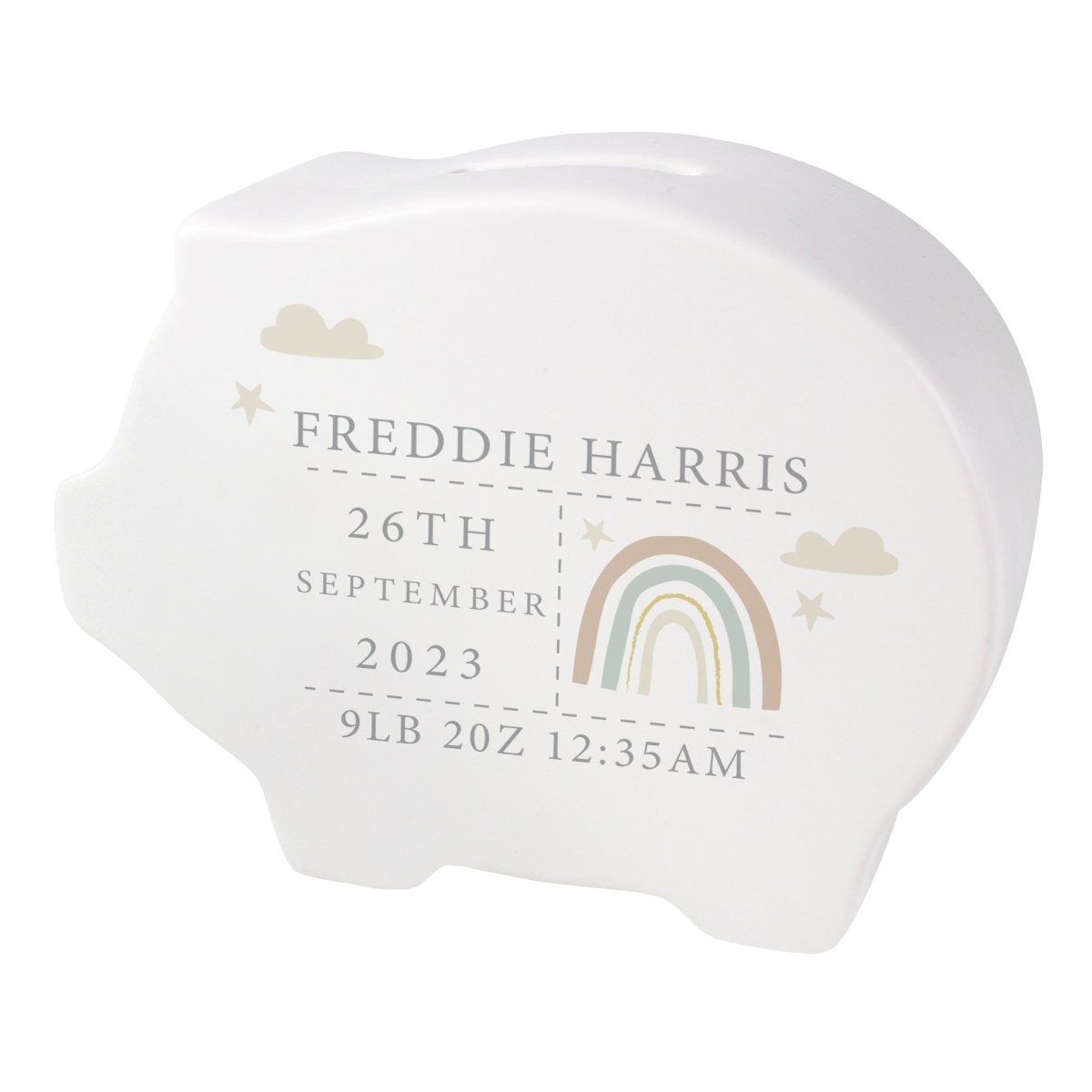 Personalised Rainbow Piggy Bank - I Want That Present