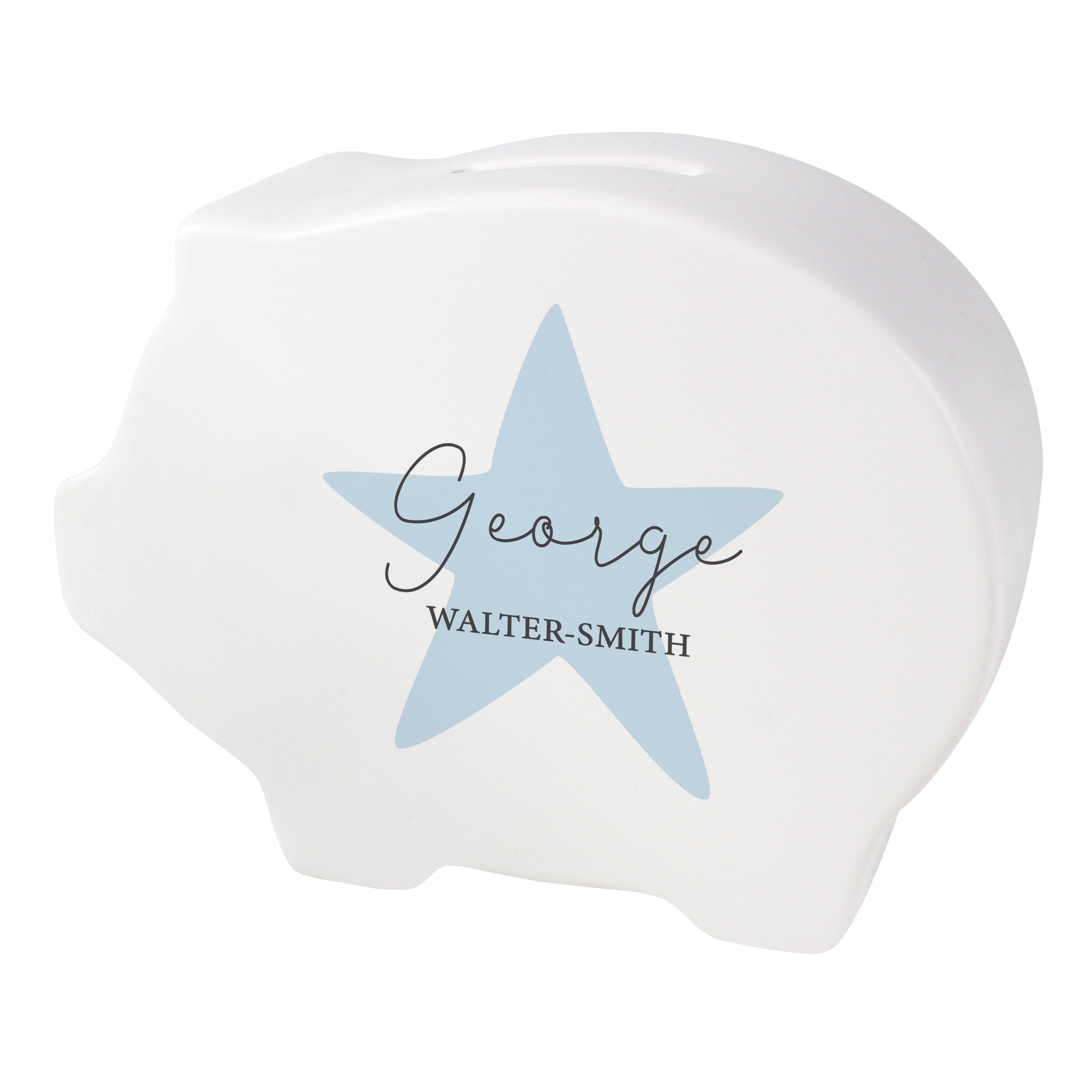 Personalised Blue Heart Piggy Bank