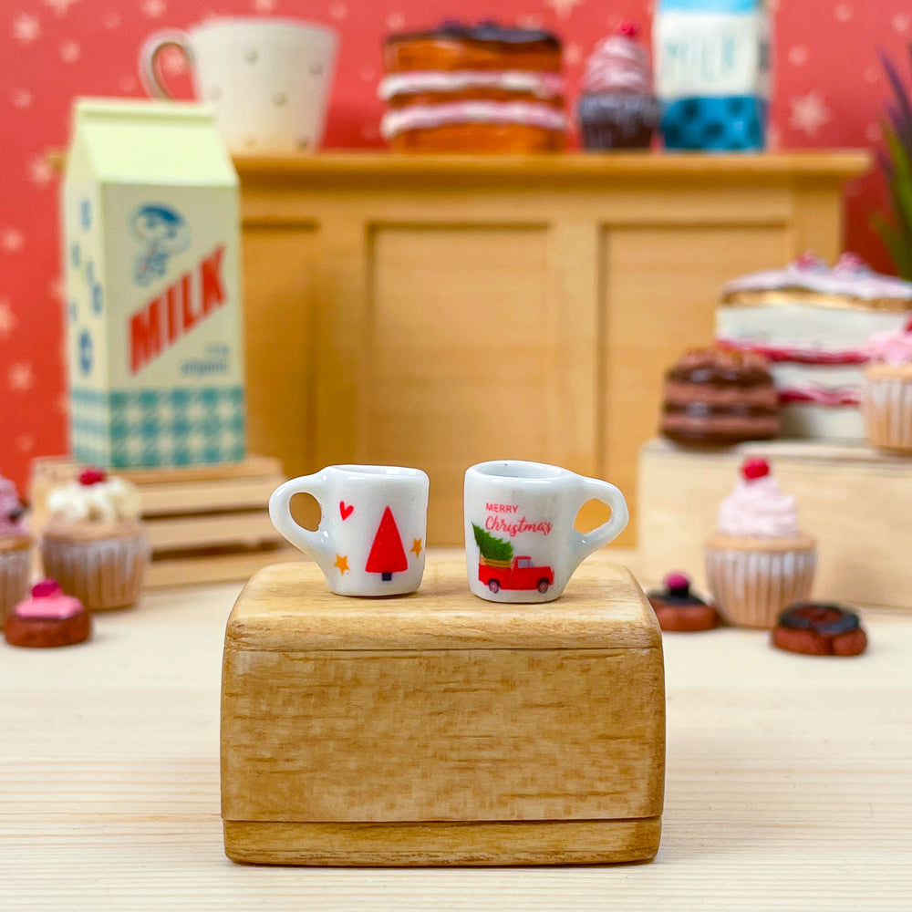 Miniature Christmas Mugs - Set of 2  (5 designs)