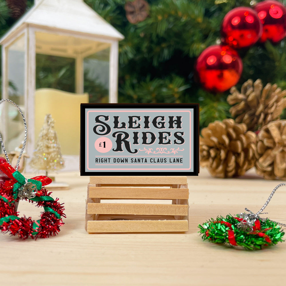 Miniature 'Sleigh Rides' Wooden Signs