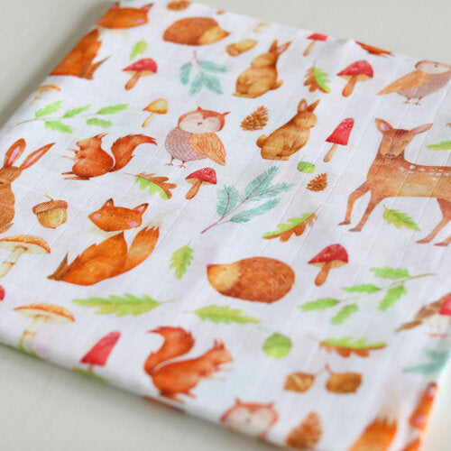 The Fox in the Attic - Muslin Swaddle Blanket - Woodland