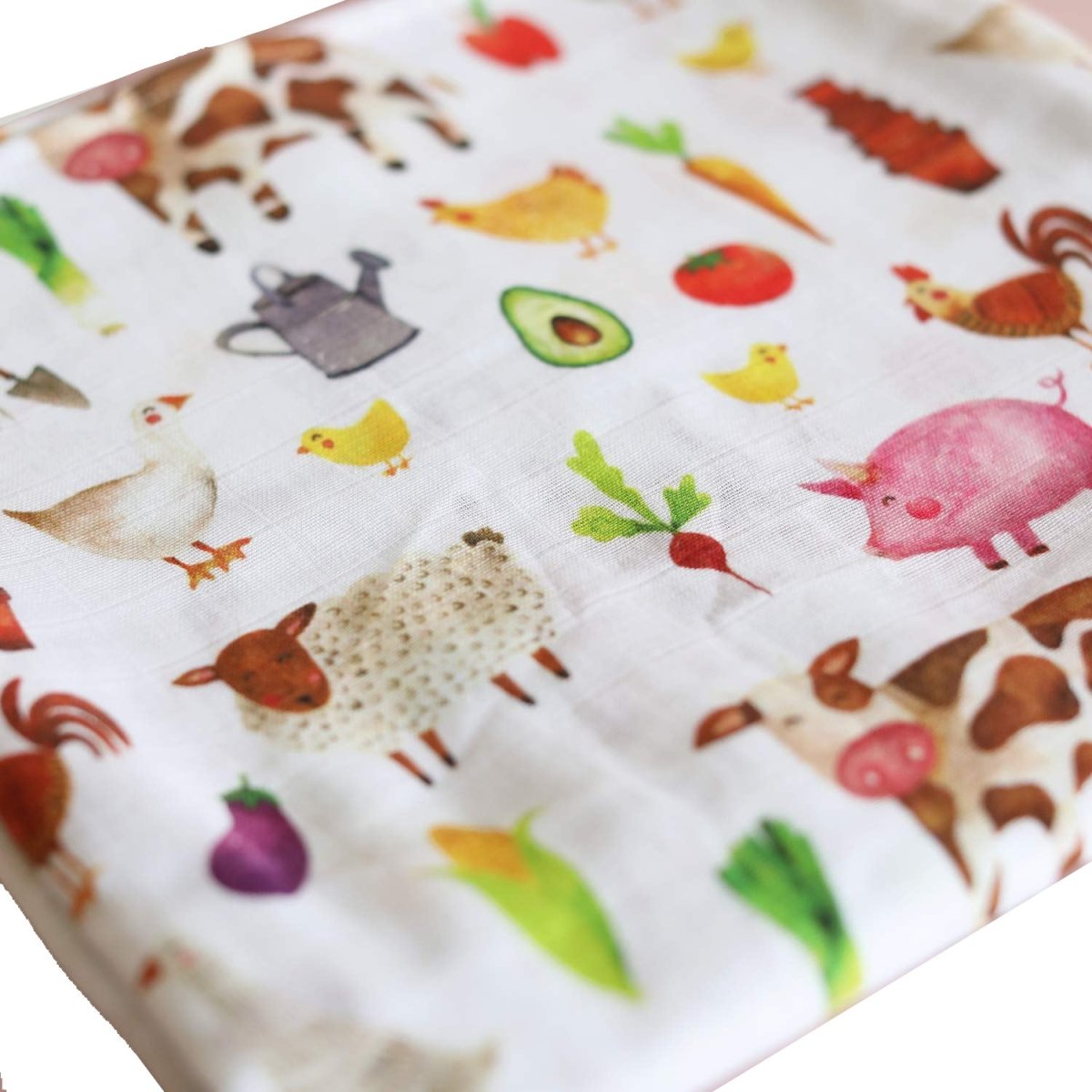 The Fox in the Attic - Muslin Swaddle Blanket - Farmyard - I Want That Present